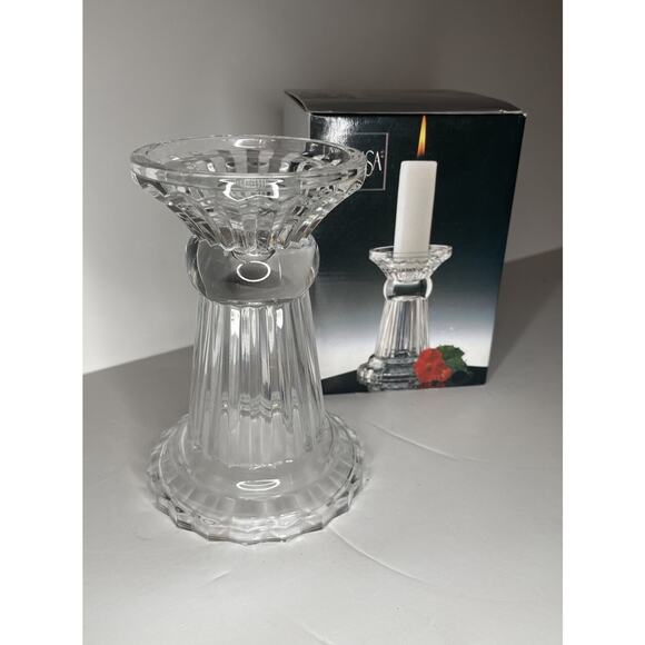 6" Crystal Pillar Reversible Candleholder & Vase Pedestal Diamond Fire - Picture 1 of 6